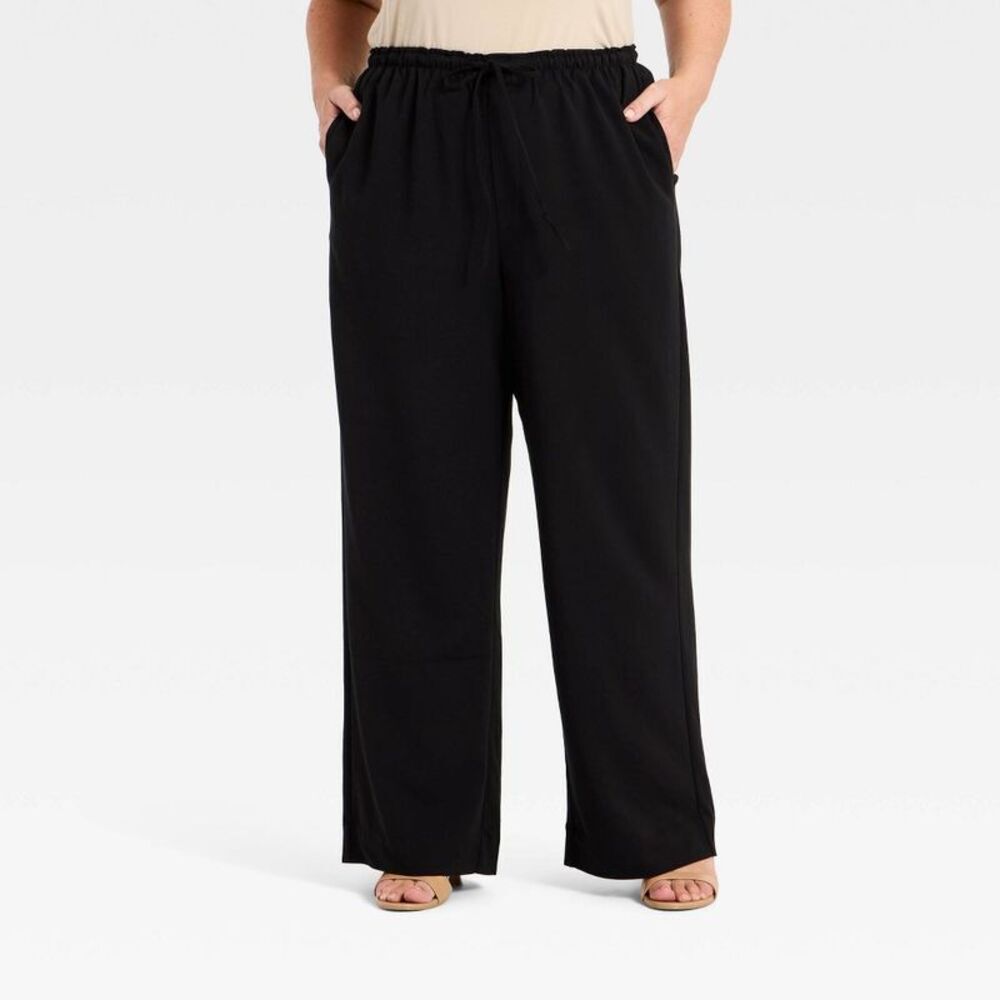 Women's Effortless Pull-On Pants - A New Day Black XXL Short